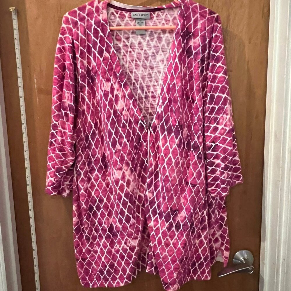 Size 3X(26/28W) - Catherines - Pink Tone Lightweight Cardigan Sweater